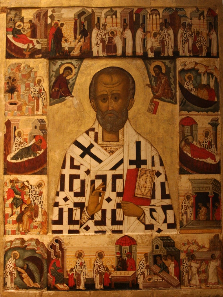 Икона Святителя Николая Чудотворца с житием, конец XV – начало XVI века